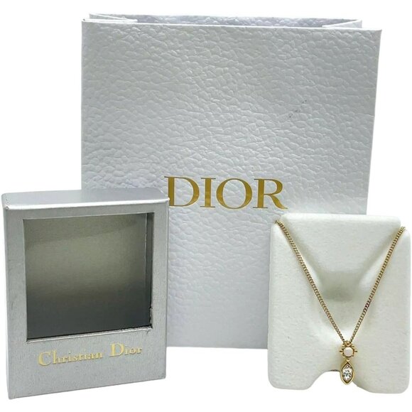 778233AM (S3) Christian Dior Necklace Gold Plated w/Box/Bag - Picture 1 of 14
